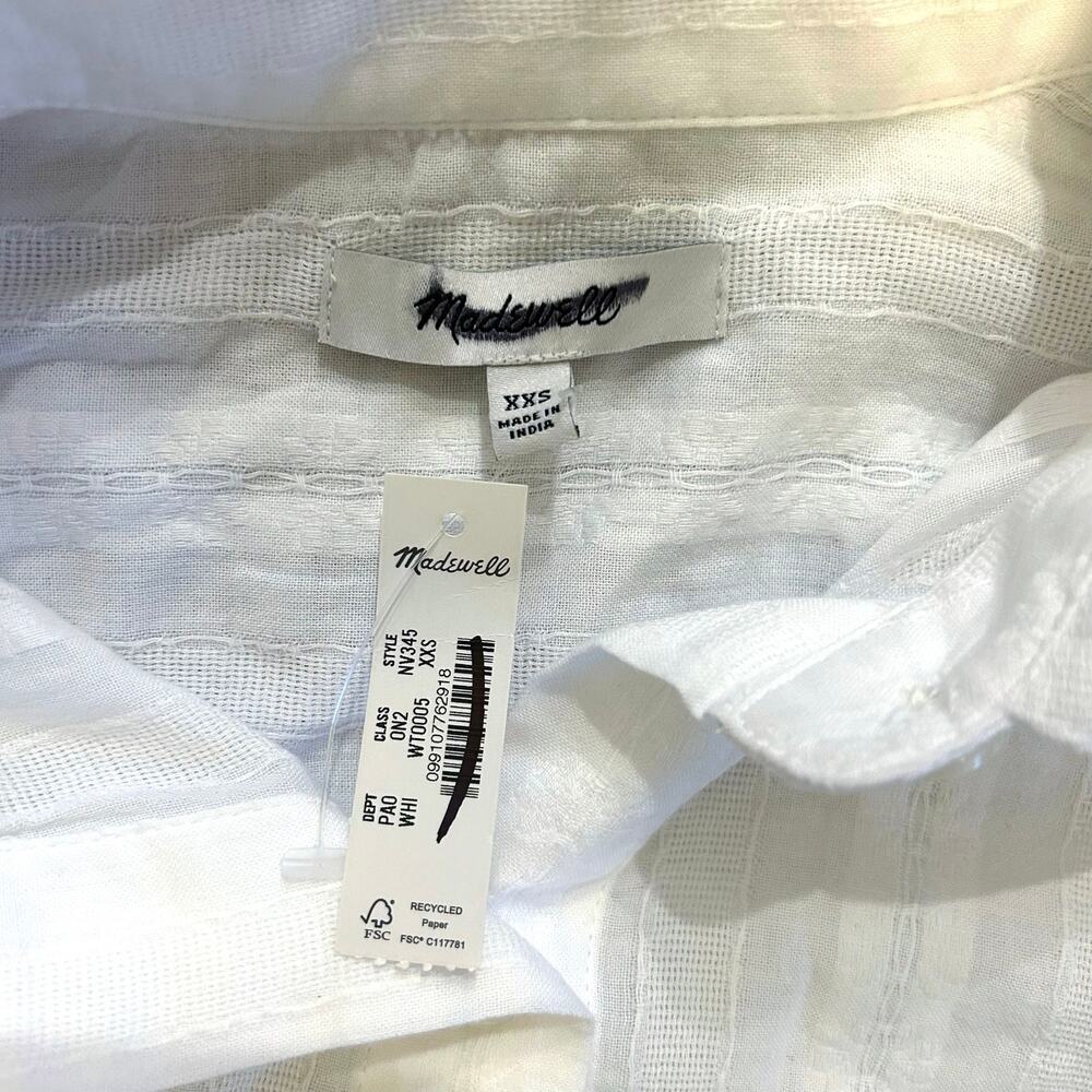 NWT Madewell Straight-Hem Shirt in Cotton Dobby White Size XXS - Picture 8 of 9